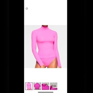 SKIMS Hot Pink Long Sleeve Bodysuit